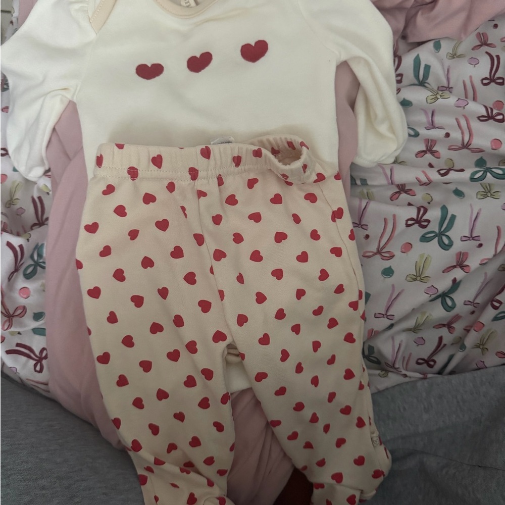 Cream and Red Heart Kids Matching Set
